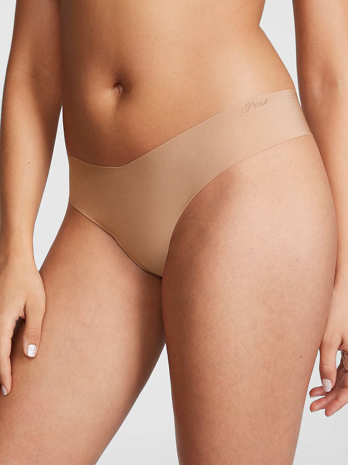 vs Pink No-Show Thong Panty Praline 1 of 3 