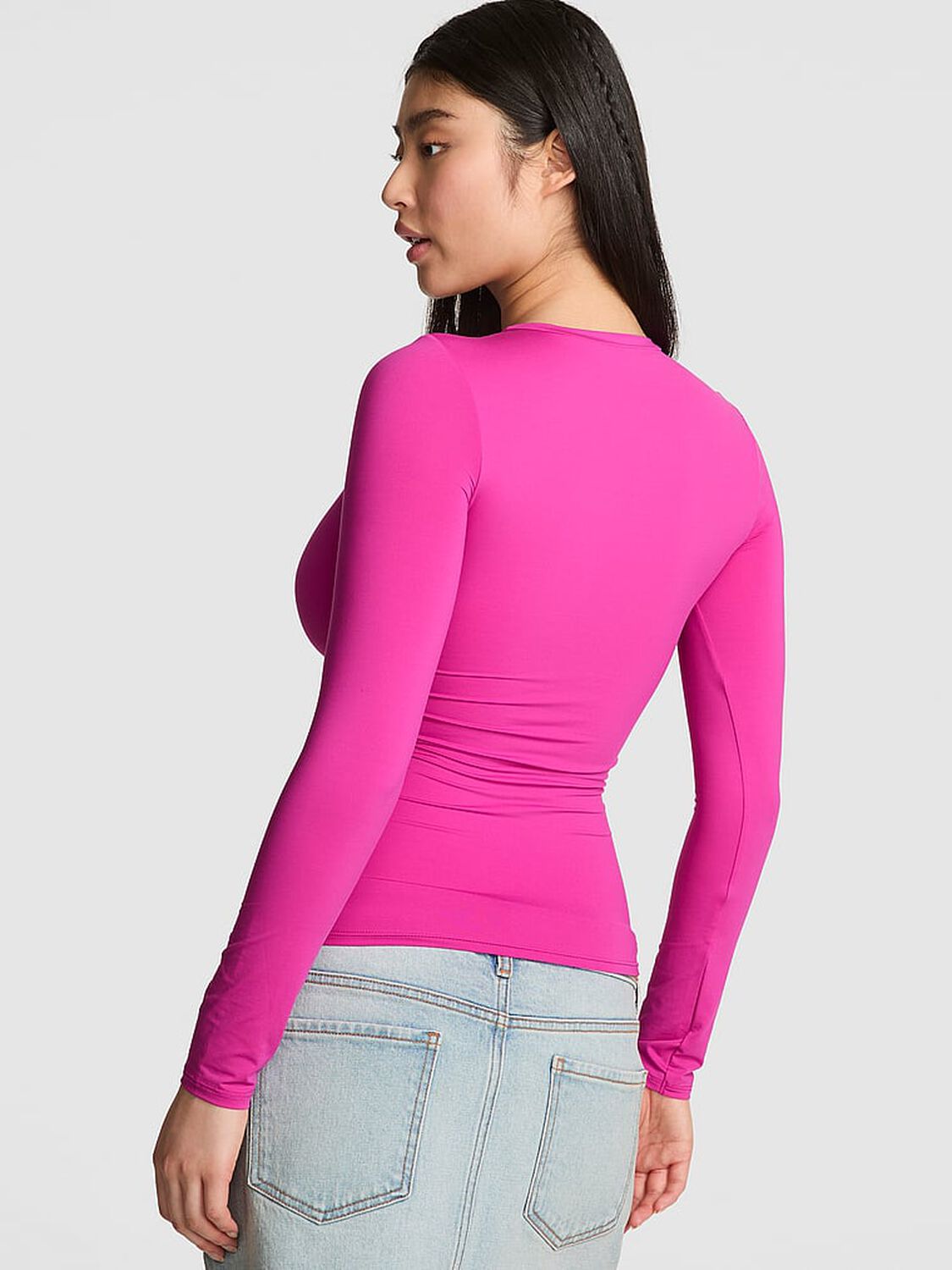vs Pink Base Stretch Long-Sleeve Tee Pink Fire 2 of 2 