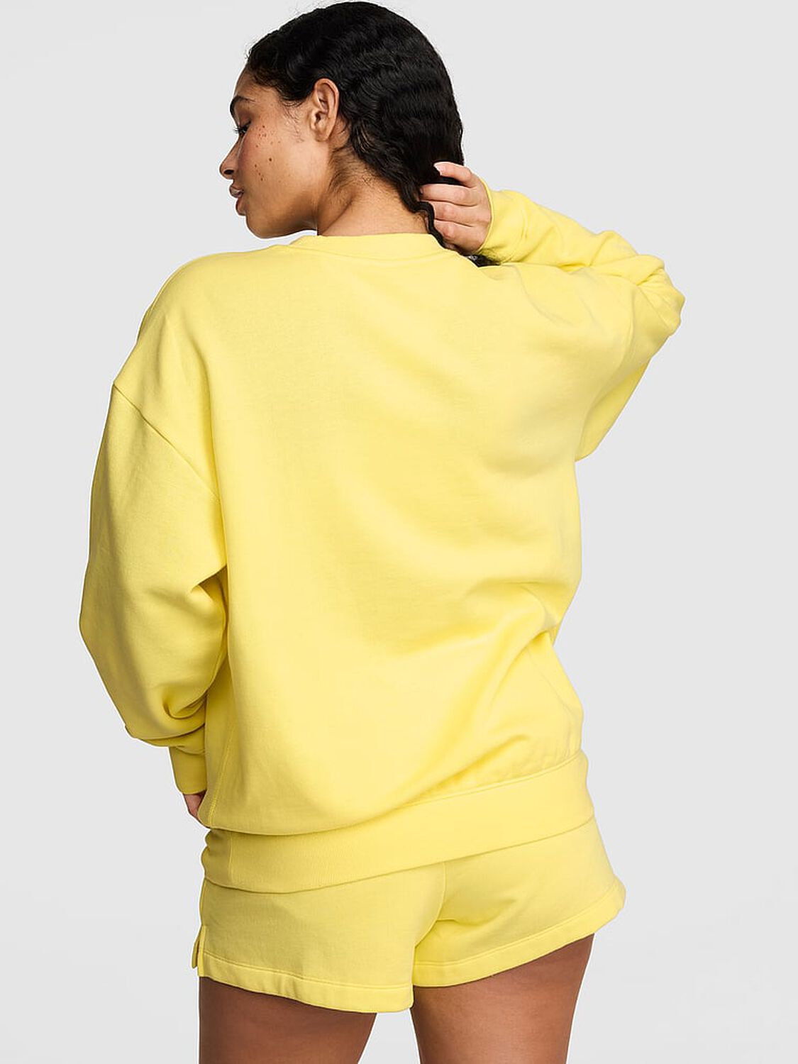 vs Pink Campus Fleece&trade; Oversized Crew Sweatshirt Pineapple Ice 2 of 3 