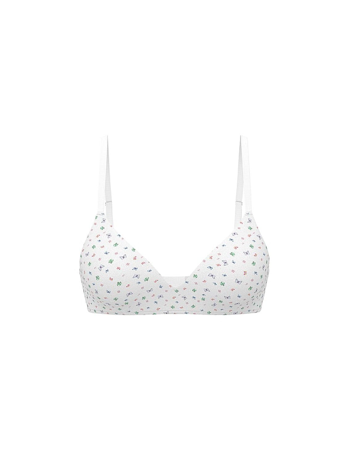 vs Pink Wear Everywhere Wear Everywhere Push-Up Wireless Bra White Butterfly Print 3 of 3 