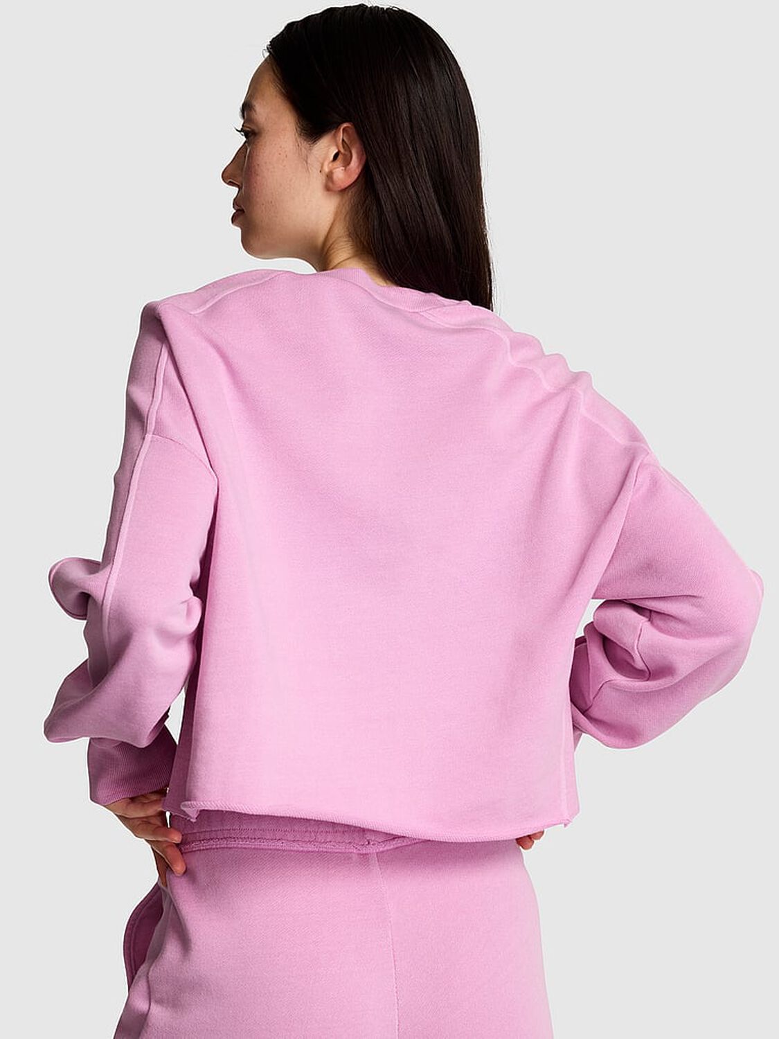 vs Pink Campus Terry&trade; Raw-Cut Crew Sweatshirt Light Lilac 2 of 4 