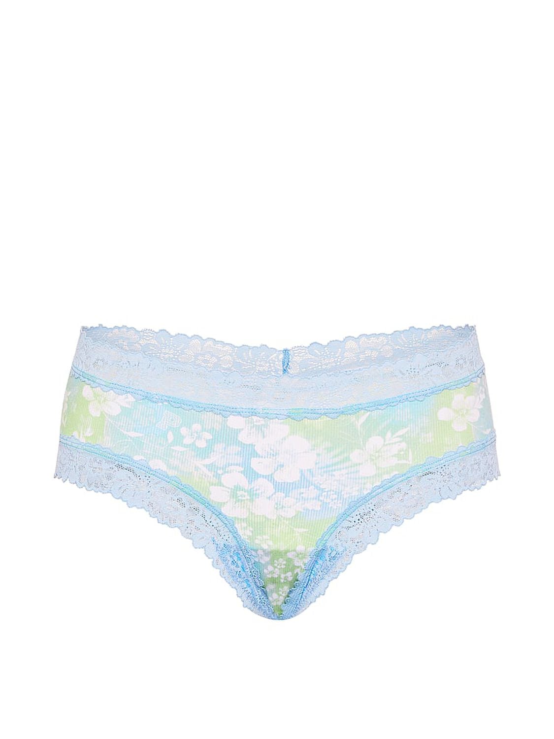 vs Pink PINK Wink&trade; Lace-Trim Cheeky Panty Blue Dancer Hibiscus Floral Print 3 of 3 
