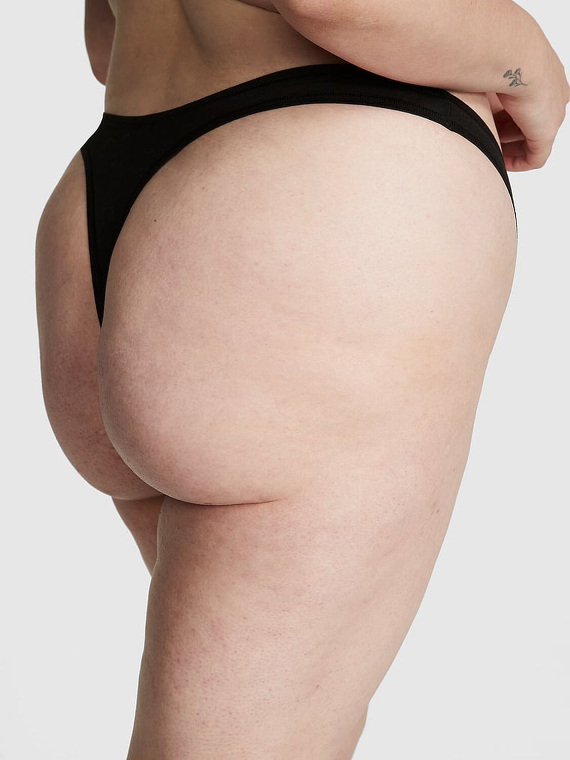 vs Pink Cotton High-Leg Thong Panty Pure Black 2 of 3 