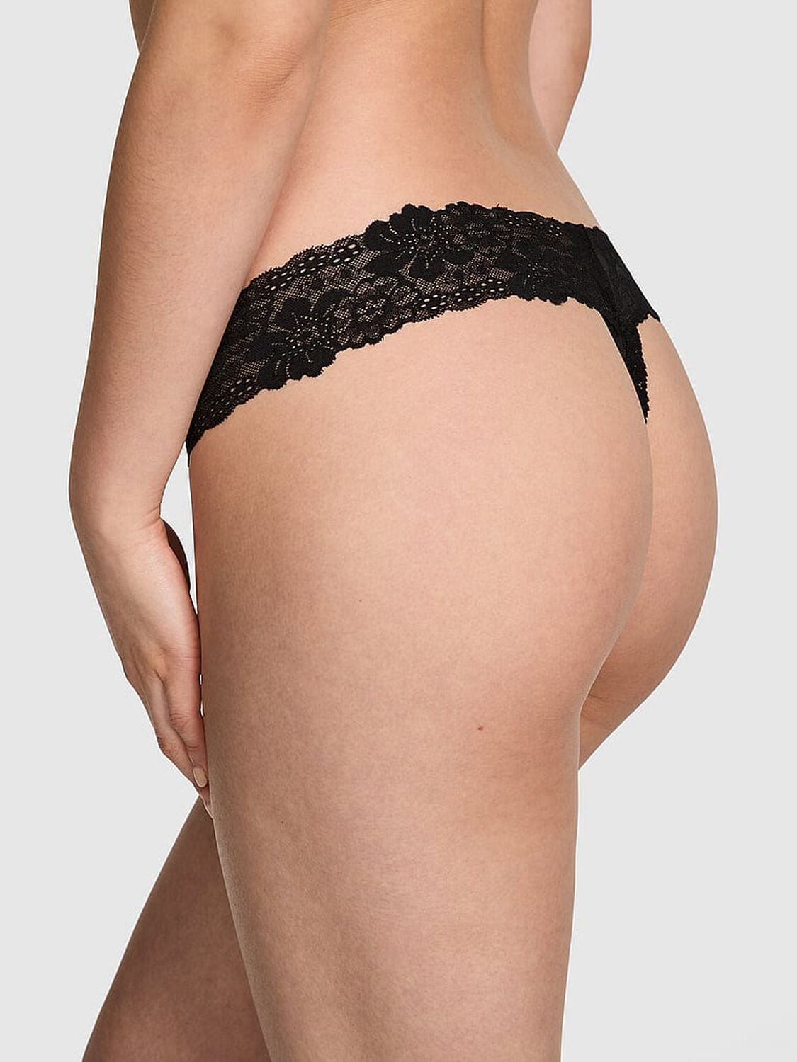 pink Pink Wink Lace Thong Panty Pure Black 2 of 4 