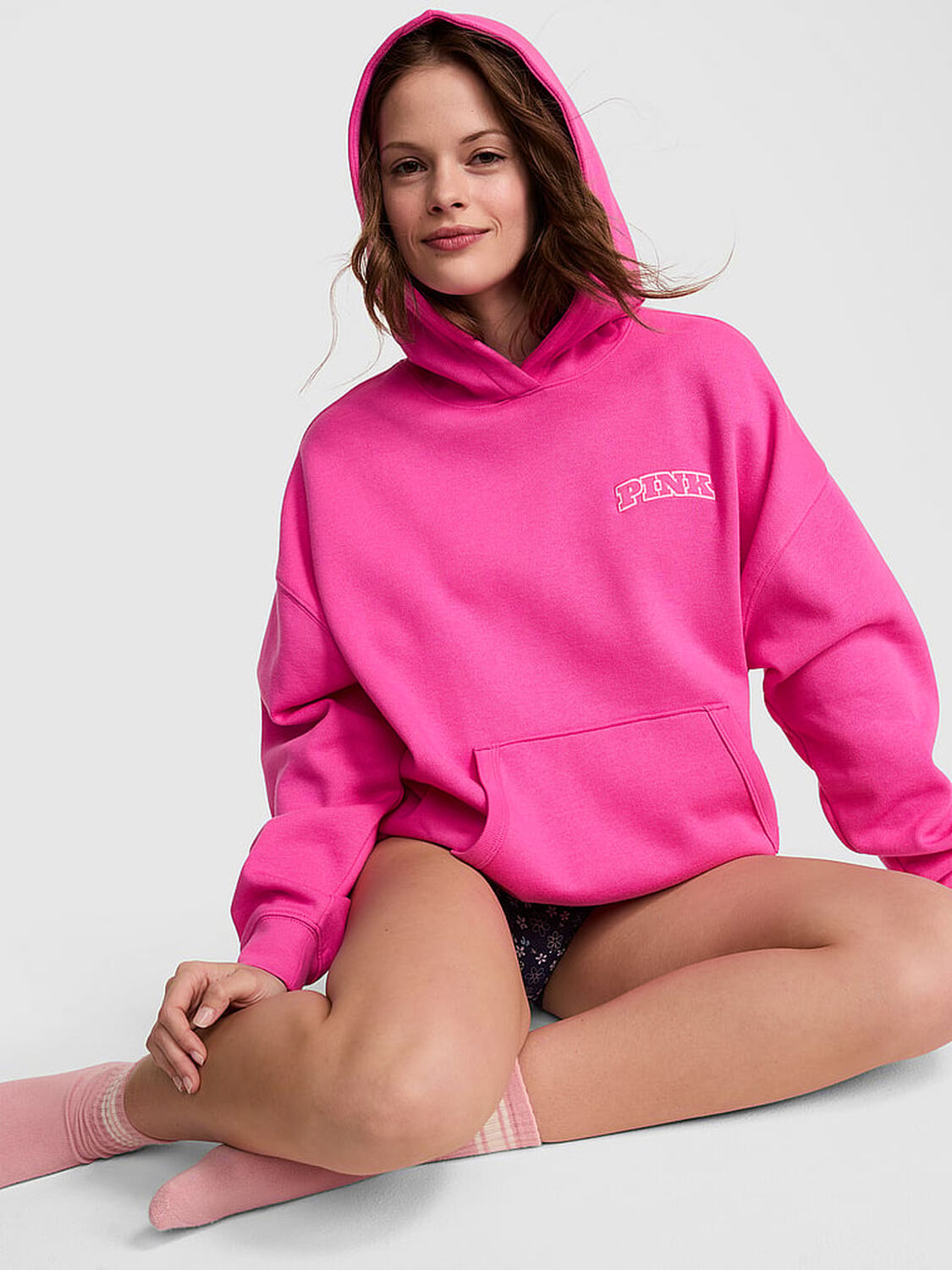 vs Pink Ivy Fleece Campus Hoodie Pink Gossip 1 of 3 