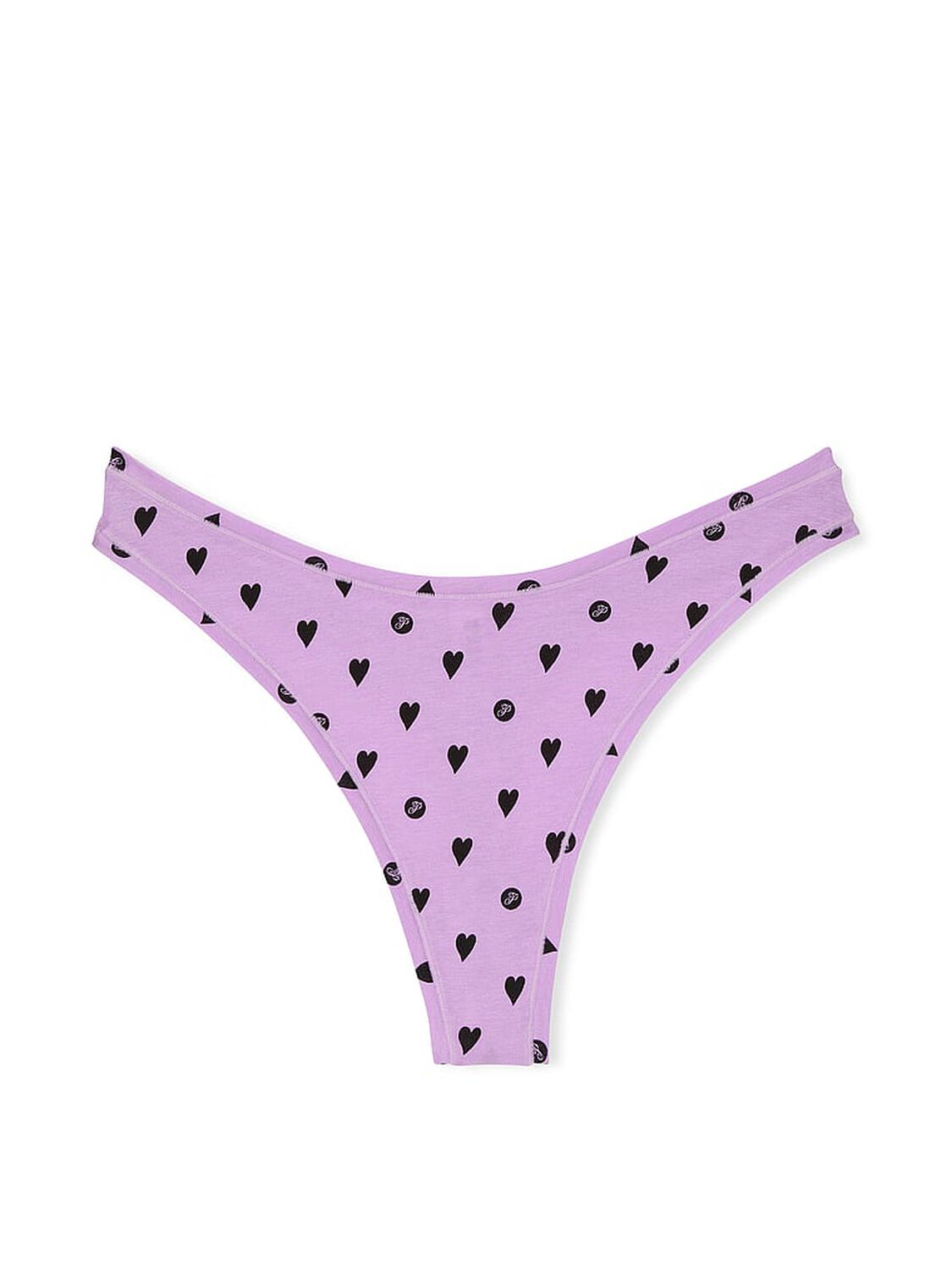 vs Pink Cotton High-Leg Thong Panty Purple Petal Heart Dot Print 3 of 3 