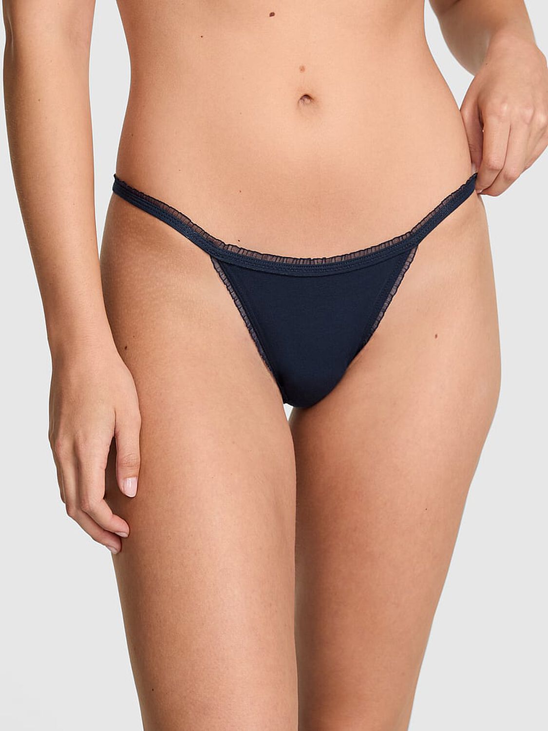 vs Pink Cotton String Bikini Panty Noir Navy 1 of 2 
