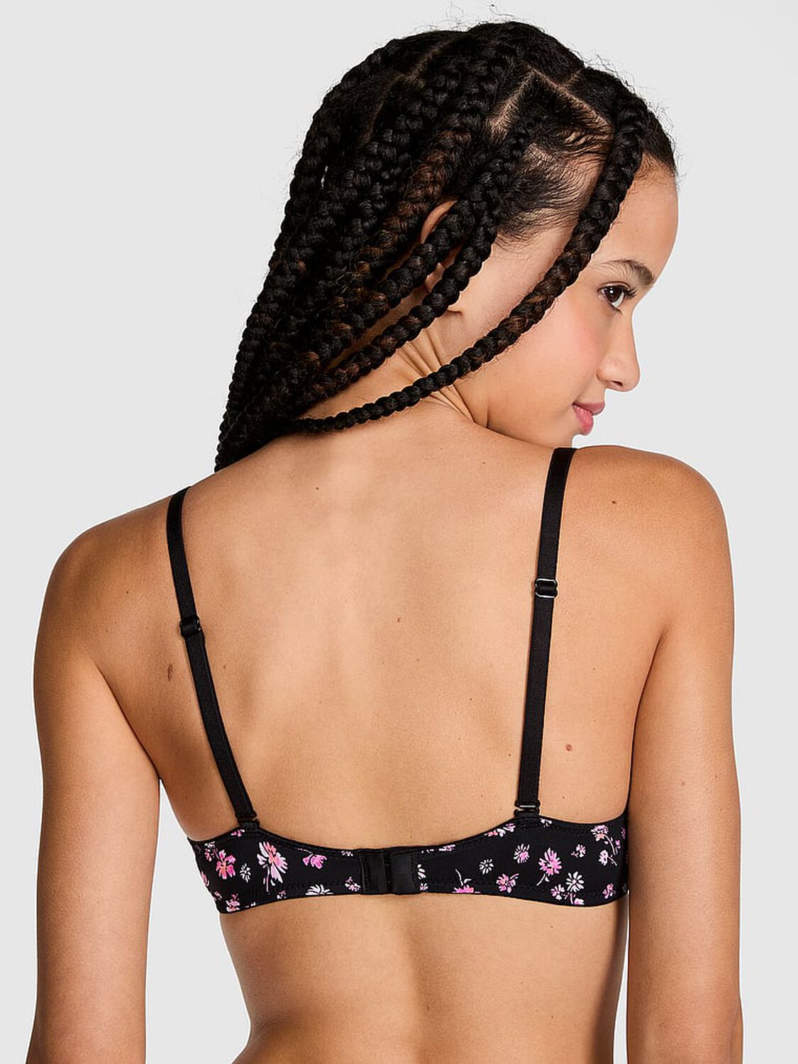 vs Pink Wear Everywhere Wear Everywhere Push-Up Bra Black Ground Floral Print 1 of 2 