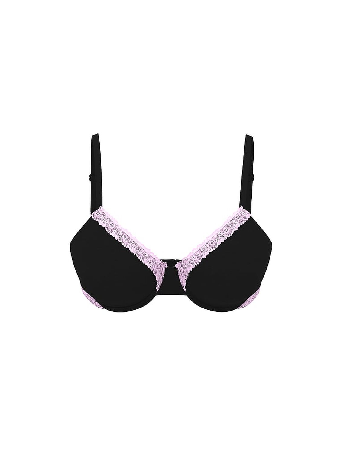 vs Pink Wear Everywhere Wear Everywhere&trade; Push-Up Bra Black Lace Trim 3 of 4 