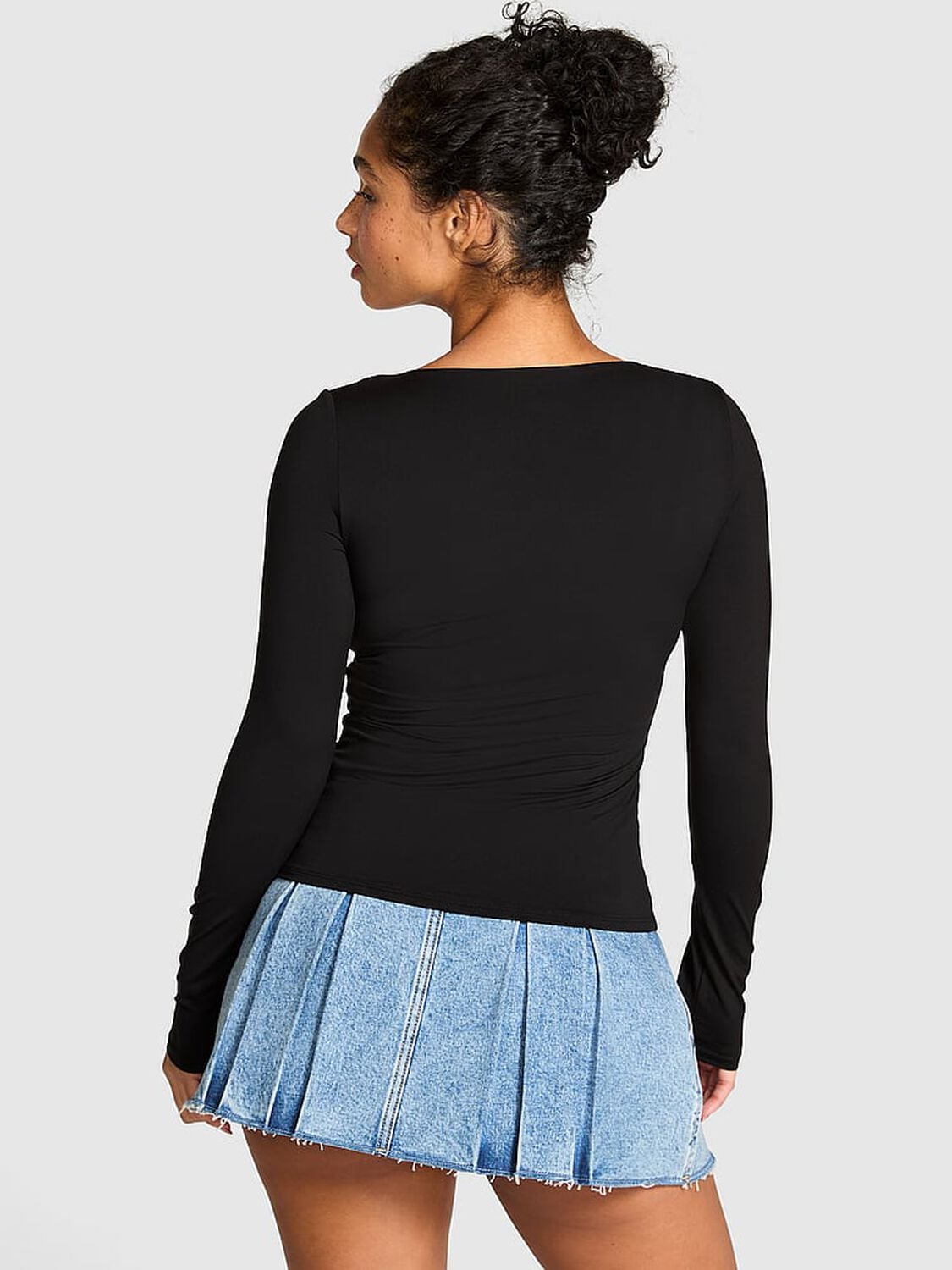 pink Pink Base Stretch Ruched Long-Sleeve Tee Pure Black 2 of 2 