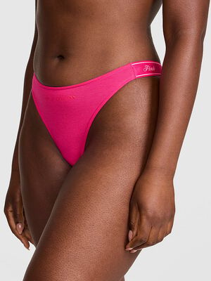 Logo Cotton High-Leg Thong Panty
