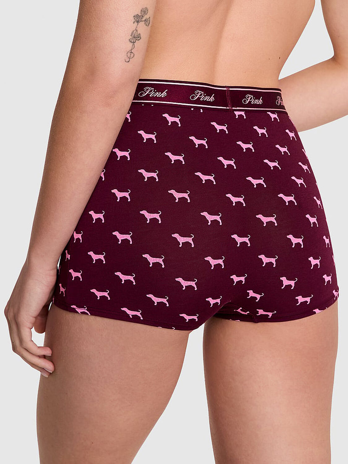 vs Pink Logo Cotton High-Waist Boyshort Panty Wild Rose Dog Print 2 of 3 