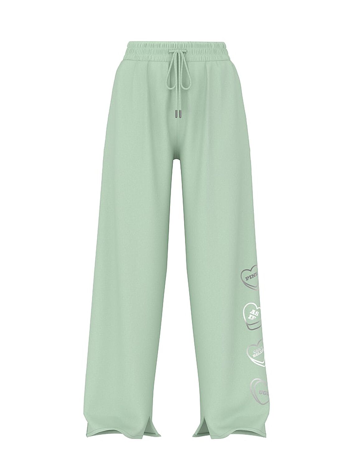 vs Pink Campus Fleece&trade; Wide-Leg Split-Hem Sweatpants Mint Vday 3 of 3 