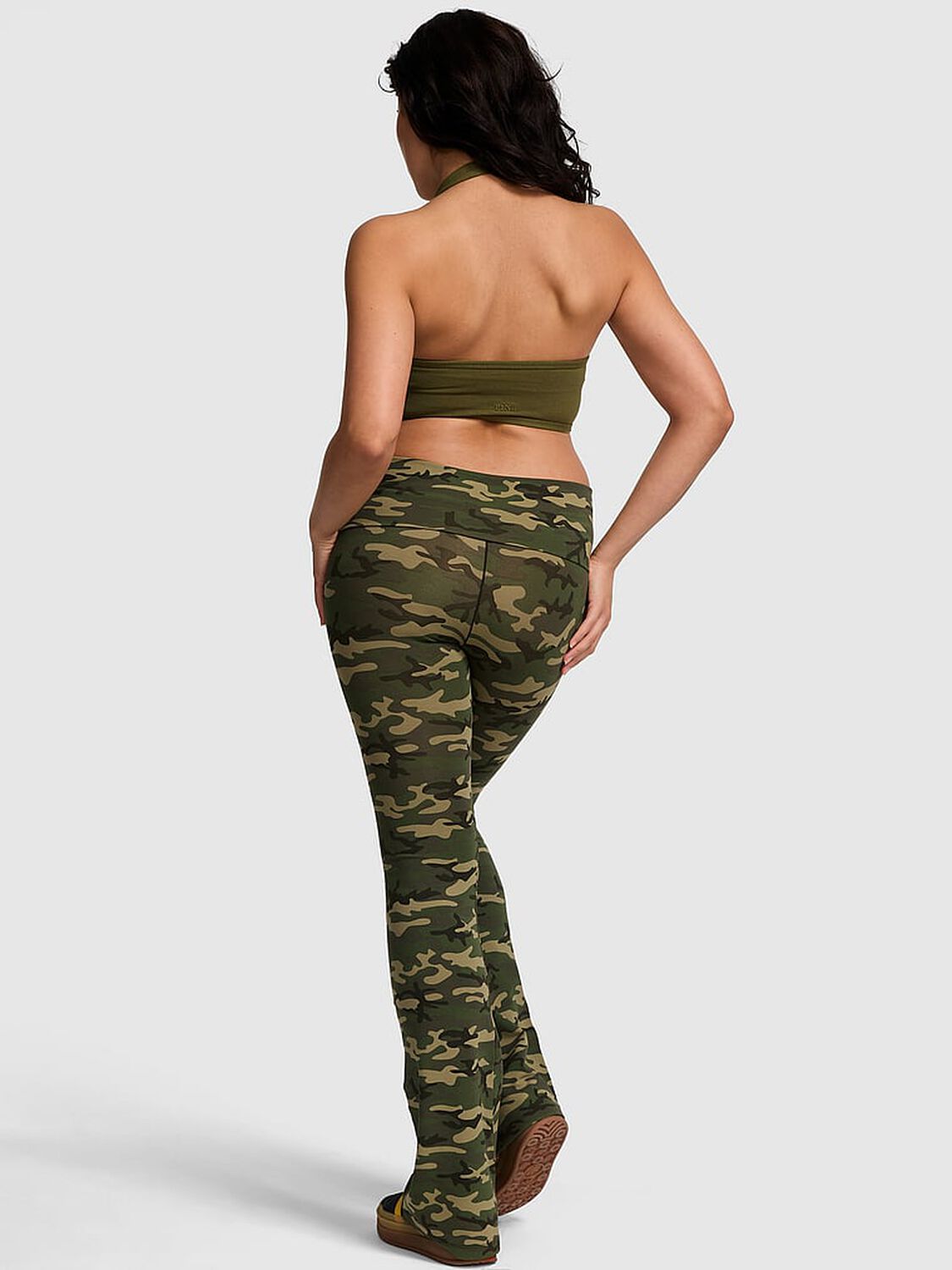vs Pink All-Day Cotton Foldover Flare Leggings Camo 2 of 4 