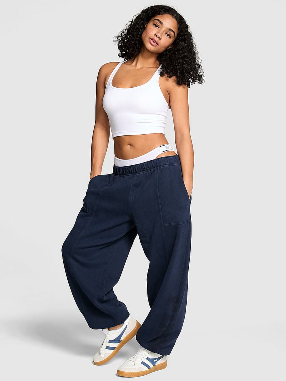 pink Pink Luxe Fleece Baggy Sweatpants Noir Navy 1 of 2 