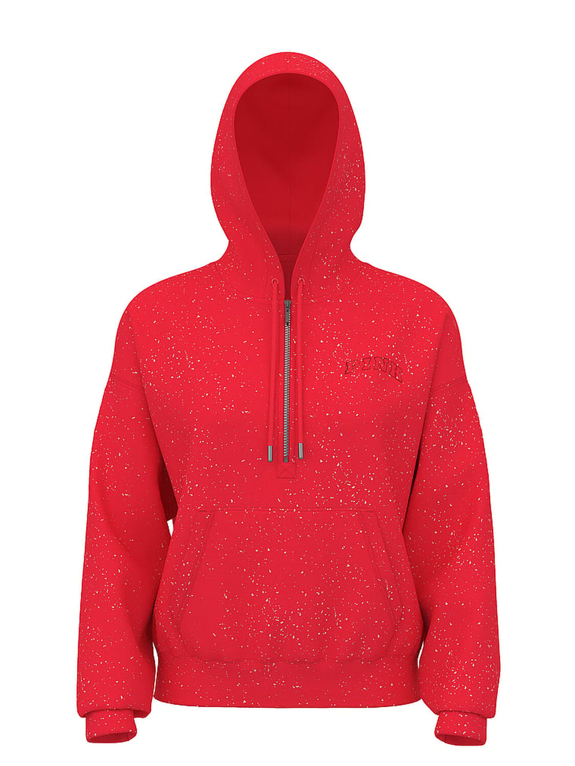 pink Pink Ivy Fleece Campus Half-Zip Hoodie Heathered Bright Vermillion Woven Shine 1 of 3 