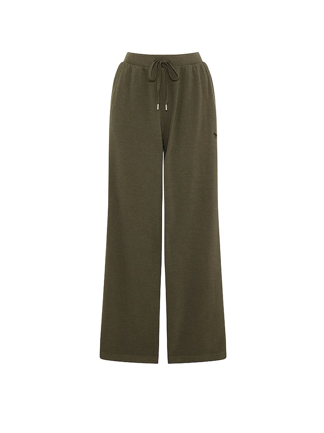 pink Pink Wondersoft Waﬄe-Knit Wide-Leg Pants Olive 3 of 4 