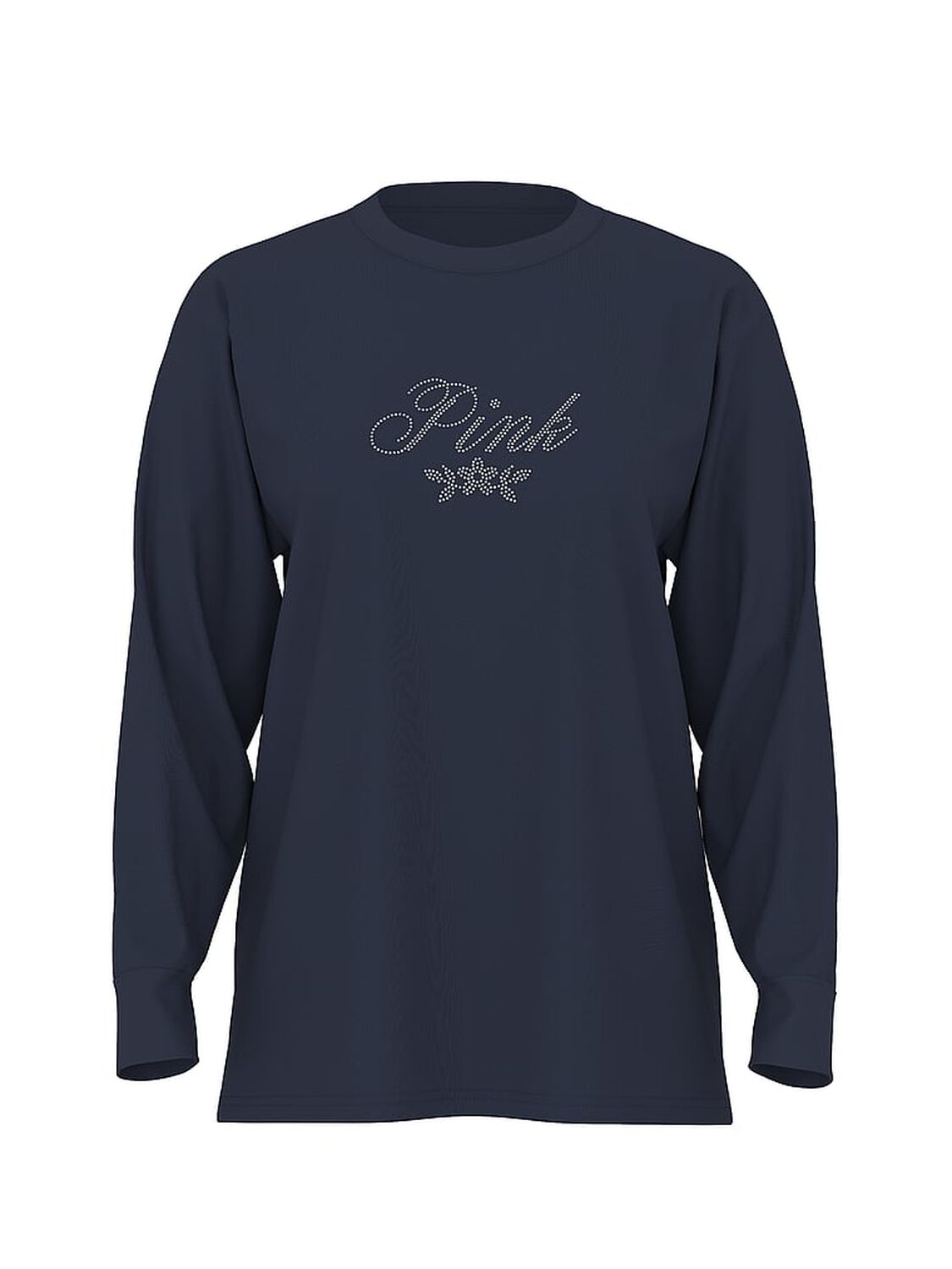 vs Pink Campus Cotton Long-Sleeve Tee Noir Navy Shine 3 of 3 