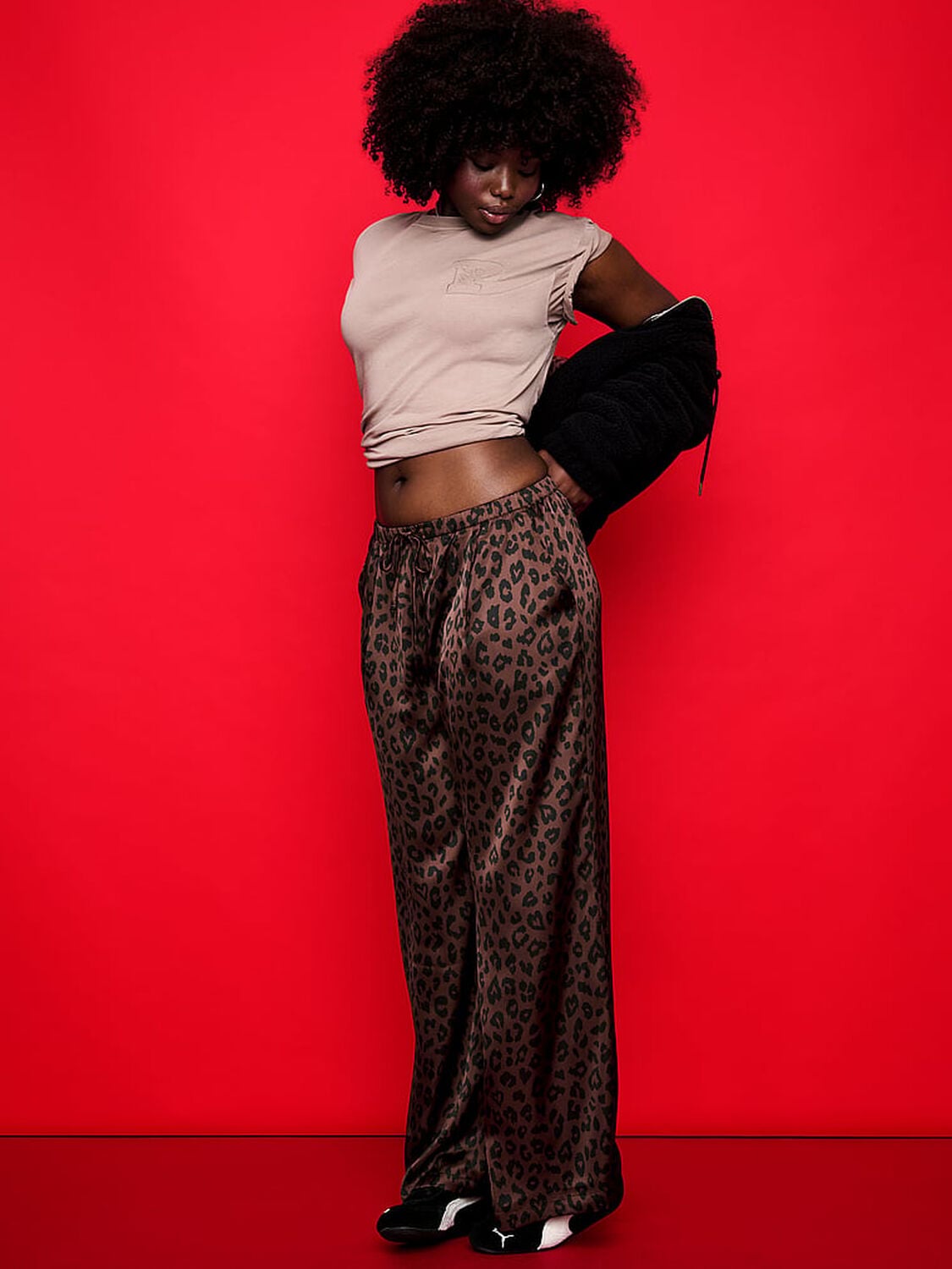 pink Pink Satin Pull-On Trouser Pants Ganache Leopard 1 of 2 