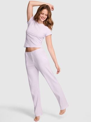 Wide-Ribbed Long Pajama Set