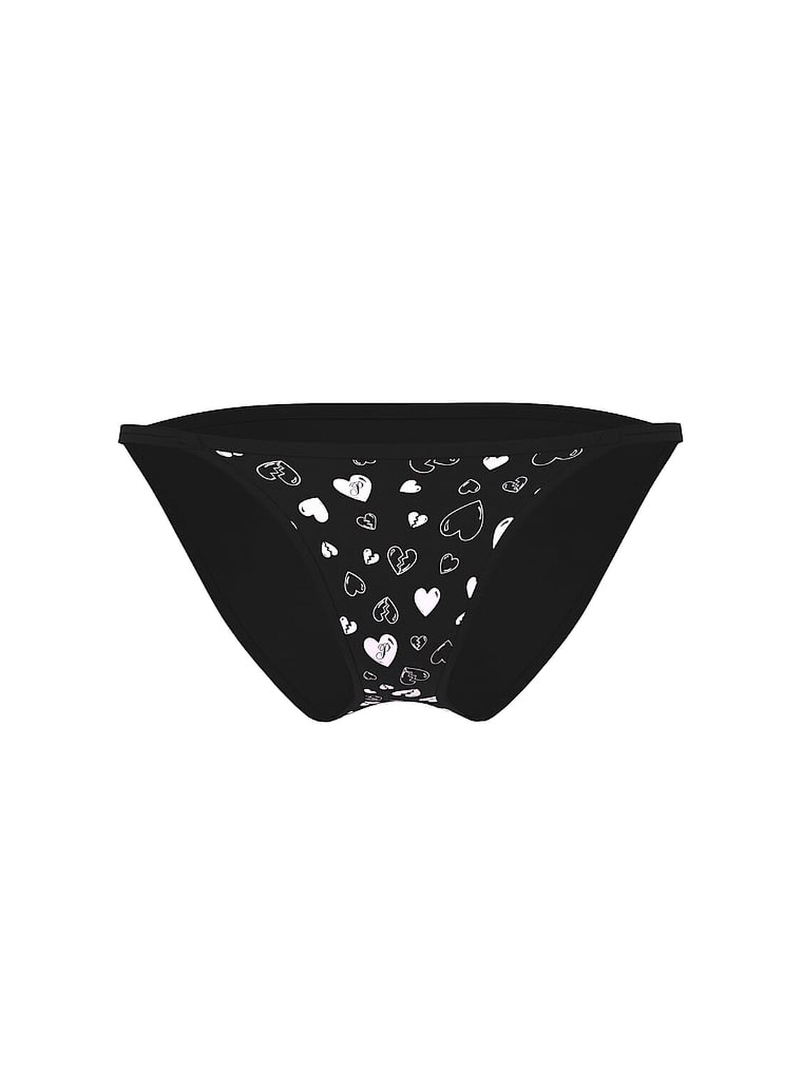 vs Pink Cotton String Bikini Panty Black Broken Hearts Print 3 of 3 