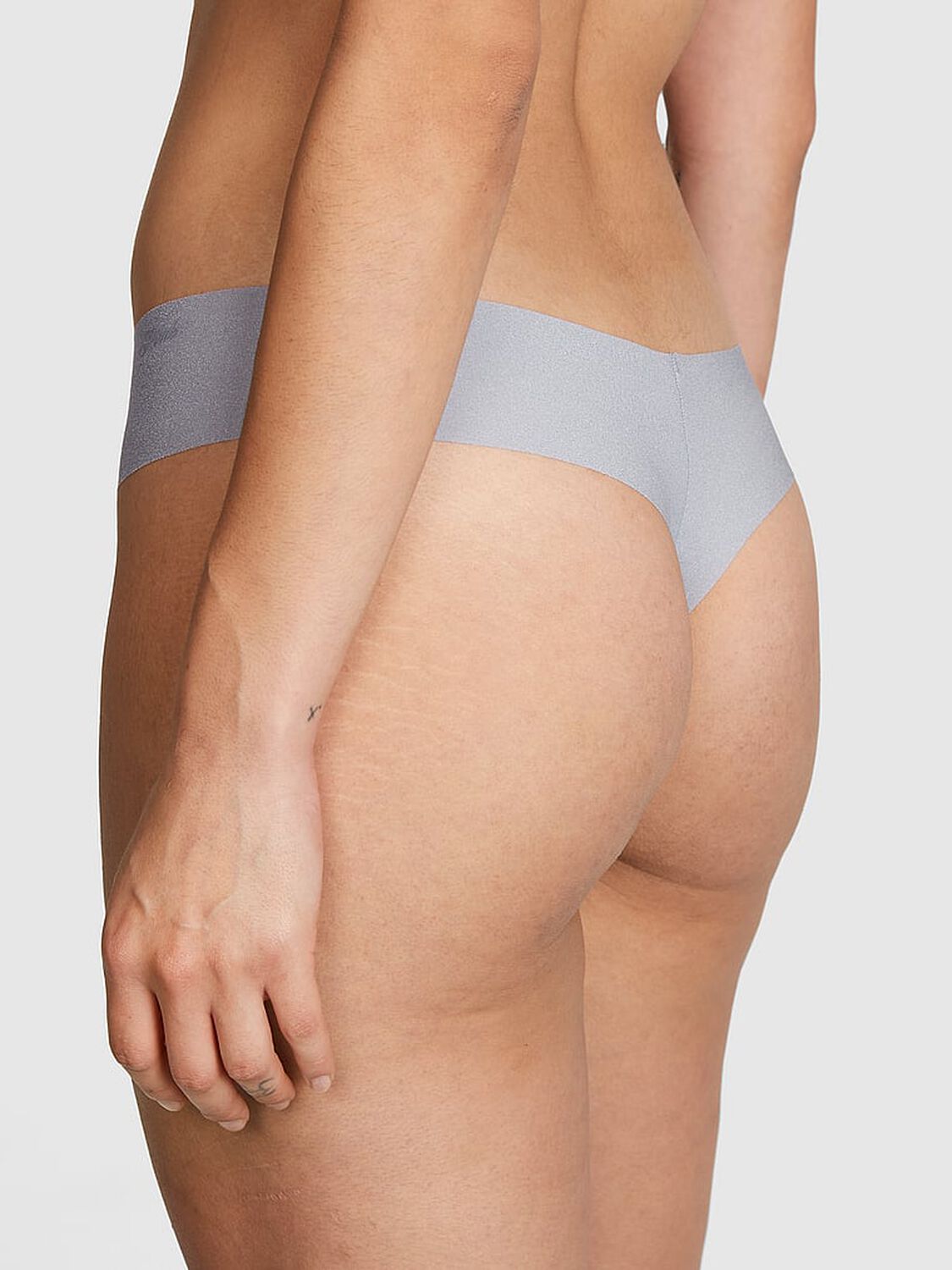 vs Pink No-Show Thong Panty Grey Oasis 2 of 3 