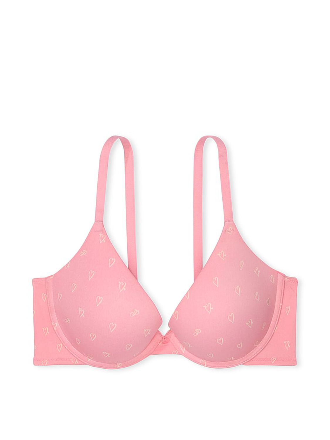 vs Pink Wear Everywhere Wear Everywhere Push-Up Bra Petal Pink Heart Print 3 of 3 