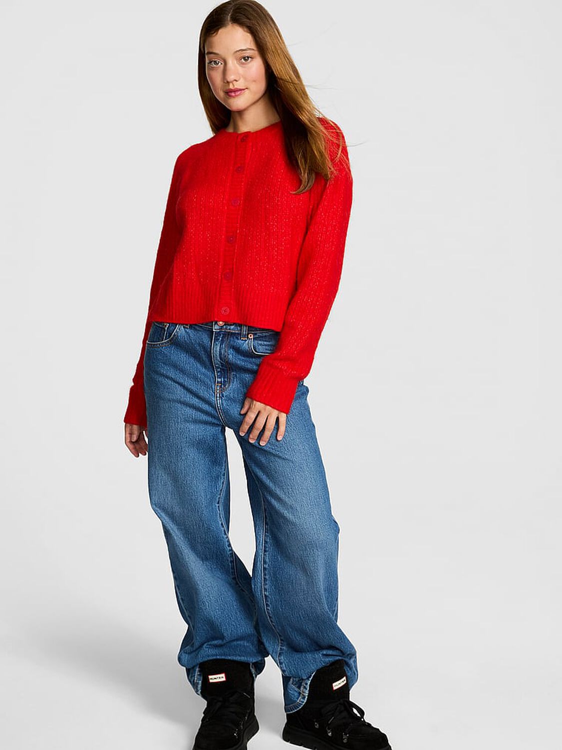 vs Pink Lady Cardigan Bright Vermillion 1 of 2 