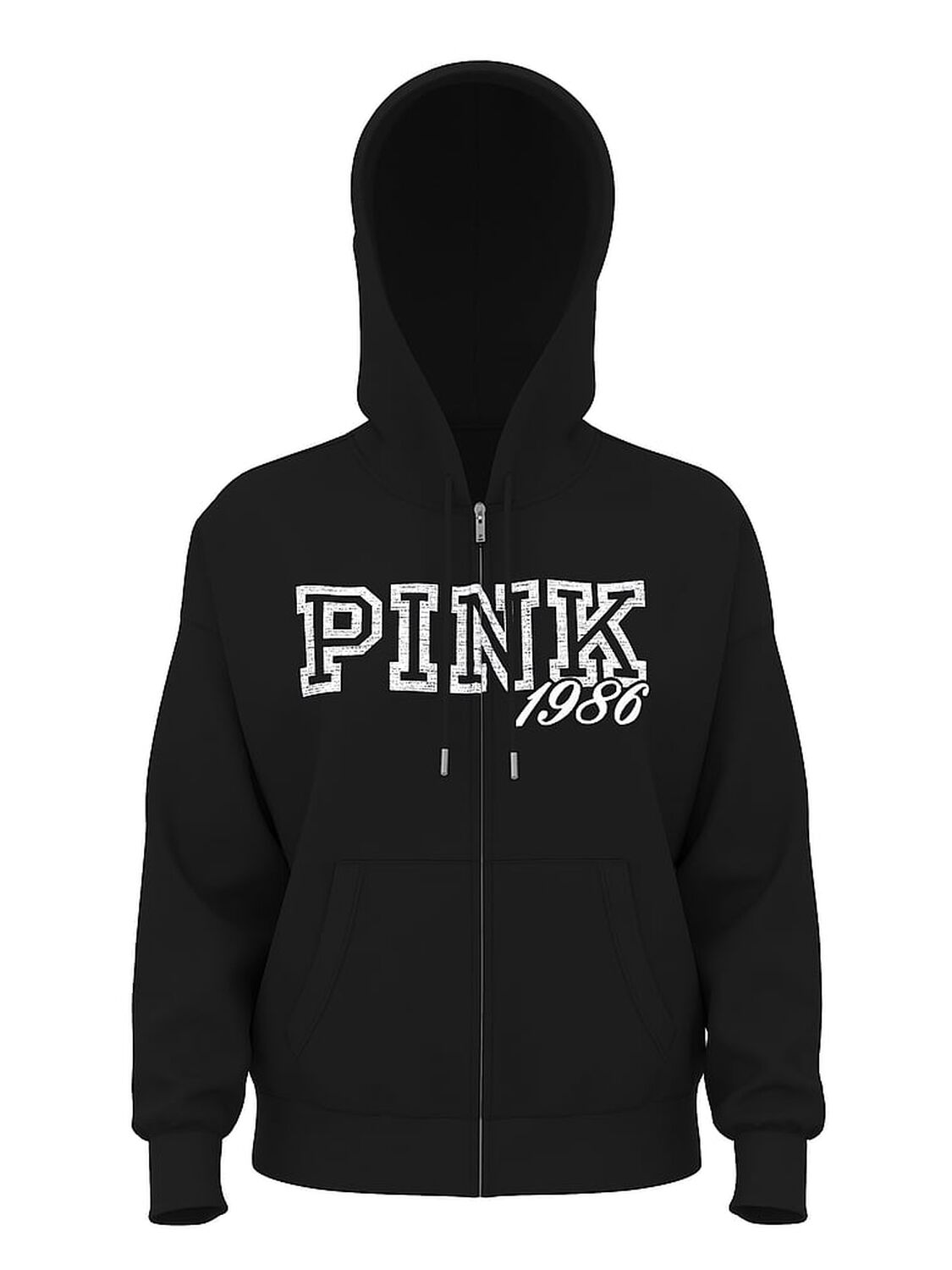 vs Pink Campus Fleece&trade; Full-Zip Hoodie Pure Black Spring 3 of 4 