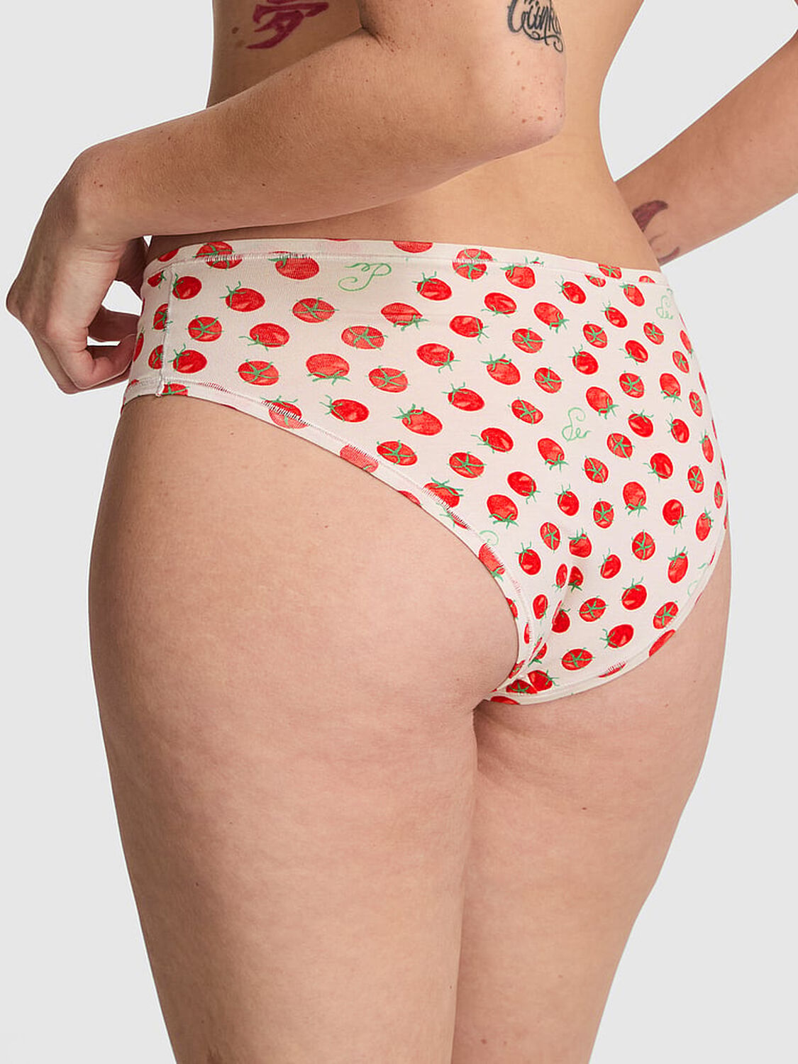vs Pink Cotton Cheeky Panty White Shell Tomato Print 2 of 3 