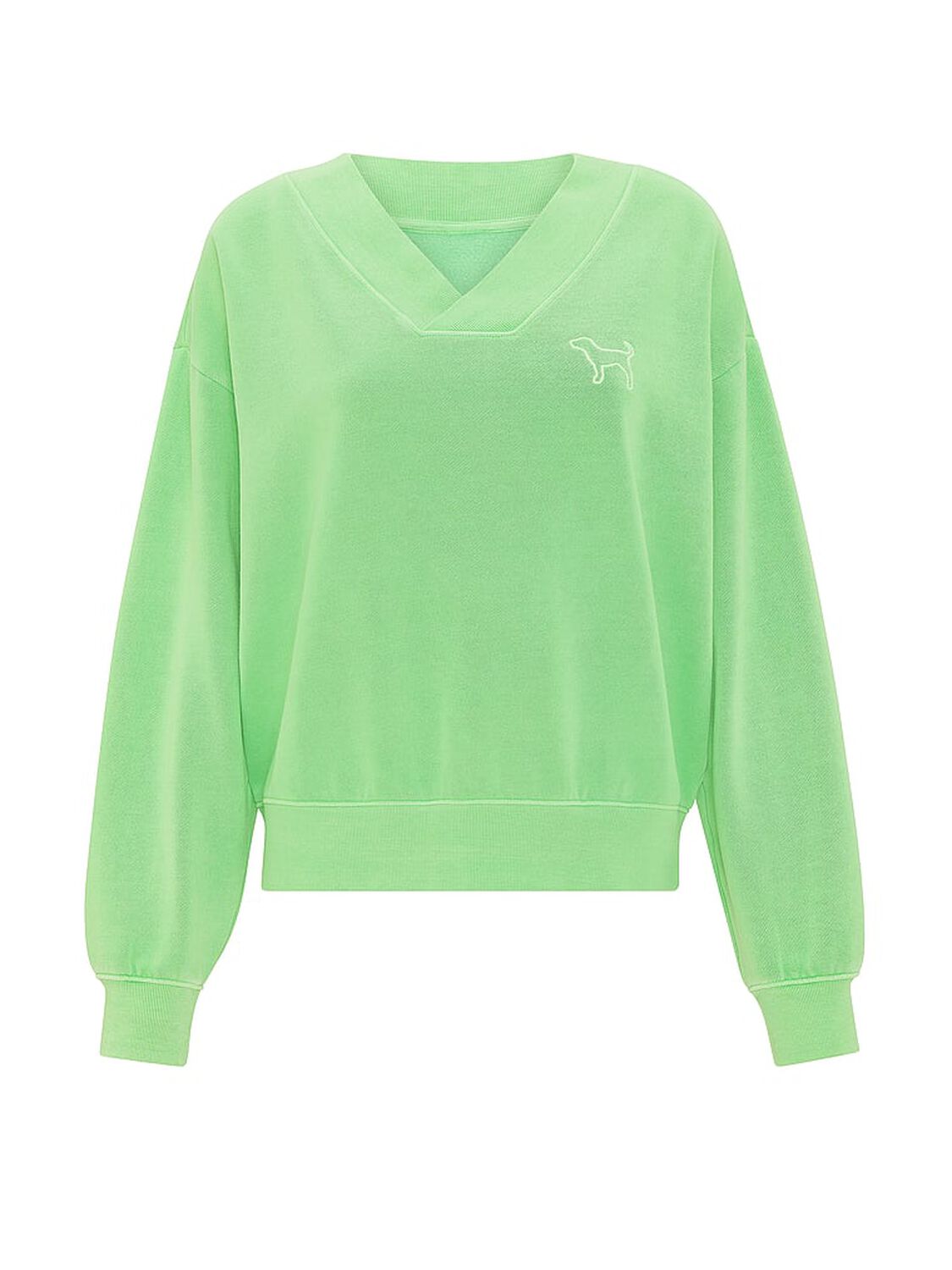 vs Pink Campus Fleece&trade; V-Neck Sweatshirt Graphic Green 3 of 3 