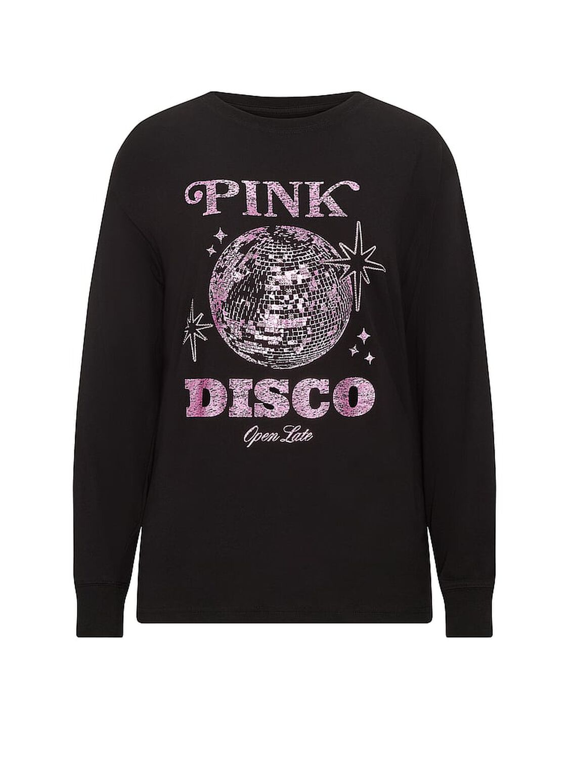 vs Pink Campus Cotton&trade; Long-Sleeve Tee Pure Black 3 of 4 