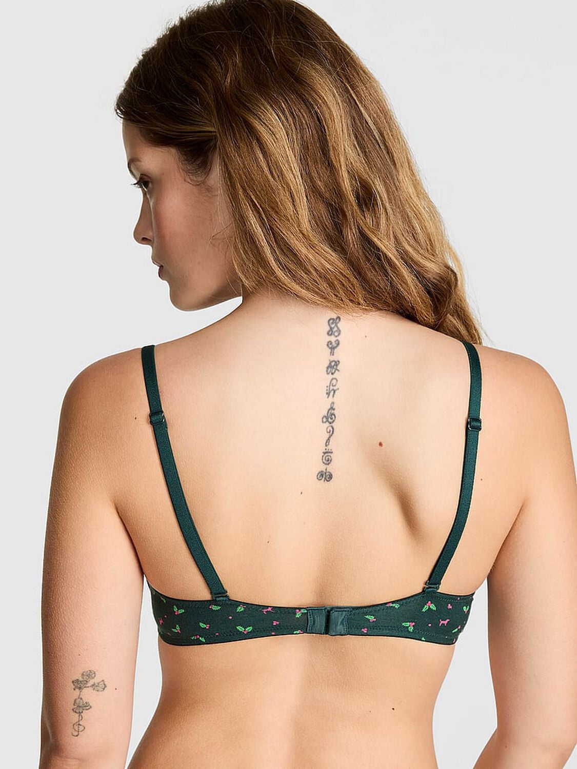 vs Pink Wear Everywhere Wear Everywhere Lightly Lined Wireless Bra Deep Forest Holly Print 2 of 3 