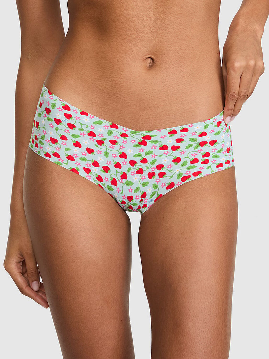 vs Pink No-Show Hiphugger Panty Harbor Grey Strawberry 1 of 3 