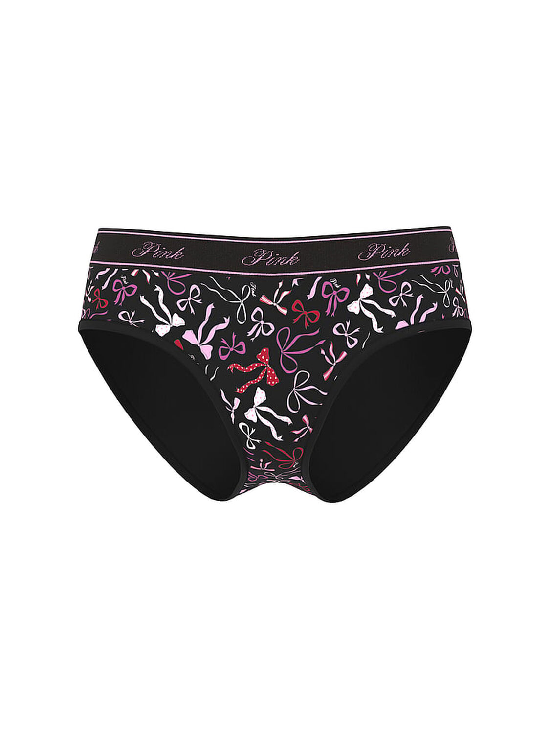 vs Pink Logo Cotton Hiphugger Panty Black Bow Print 3 of 4 