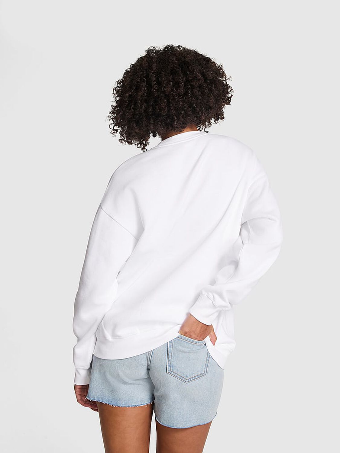 vs Pink Ivy Fleece Oversized Crew Sweatshirt Vs White 2 of 3 