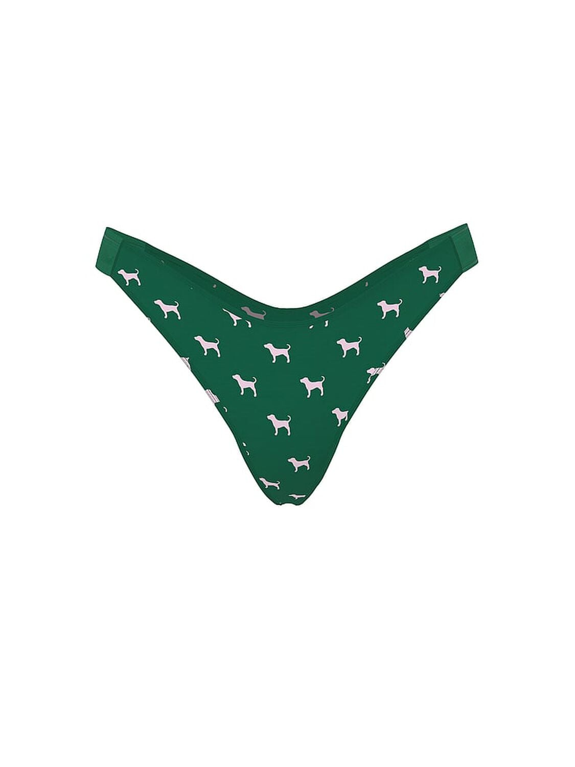 vs Pink Logo Cotton Shine High-Leg Thong Panty Jaguar Green Dog Print 3 of 3 
