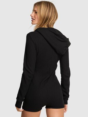 Waﬄe Knit Long-Sleeve Short Onesie