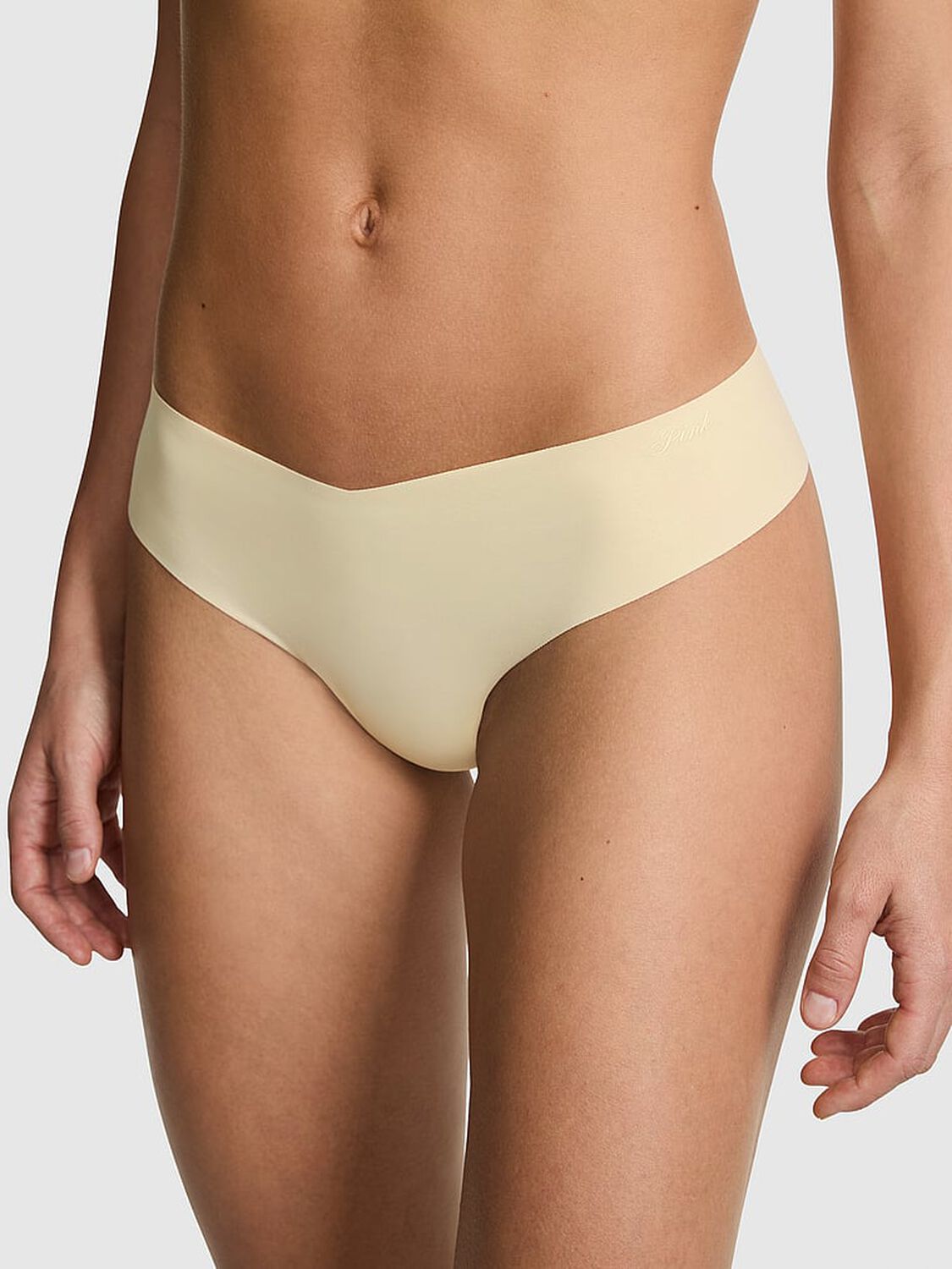 vs Pink No-Show Thong Panty Palest Yellow 1 of 3 