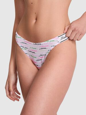 Logo Cotton Shine High-Leg Thong Panty