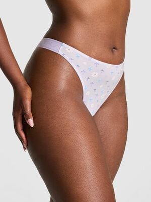 Logo Cotton Shine High-Leg Thong Panty