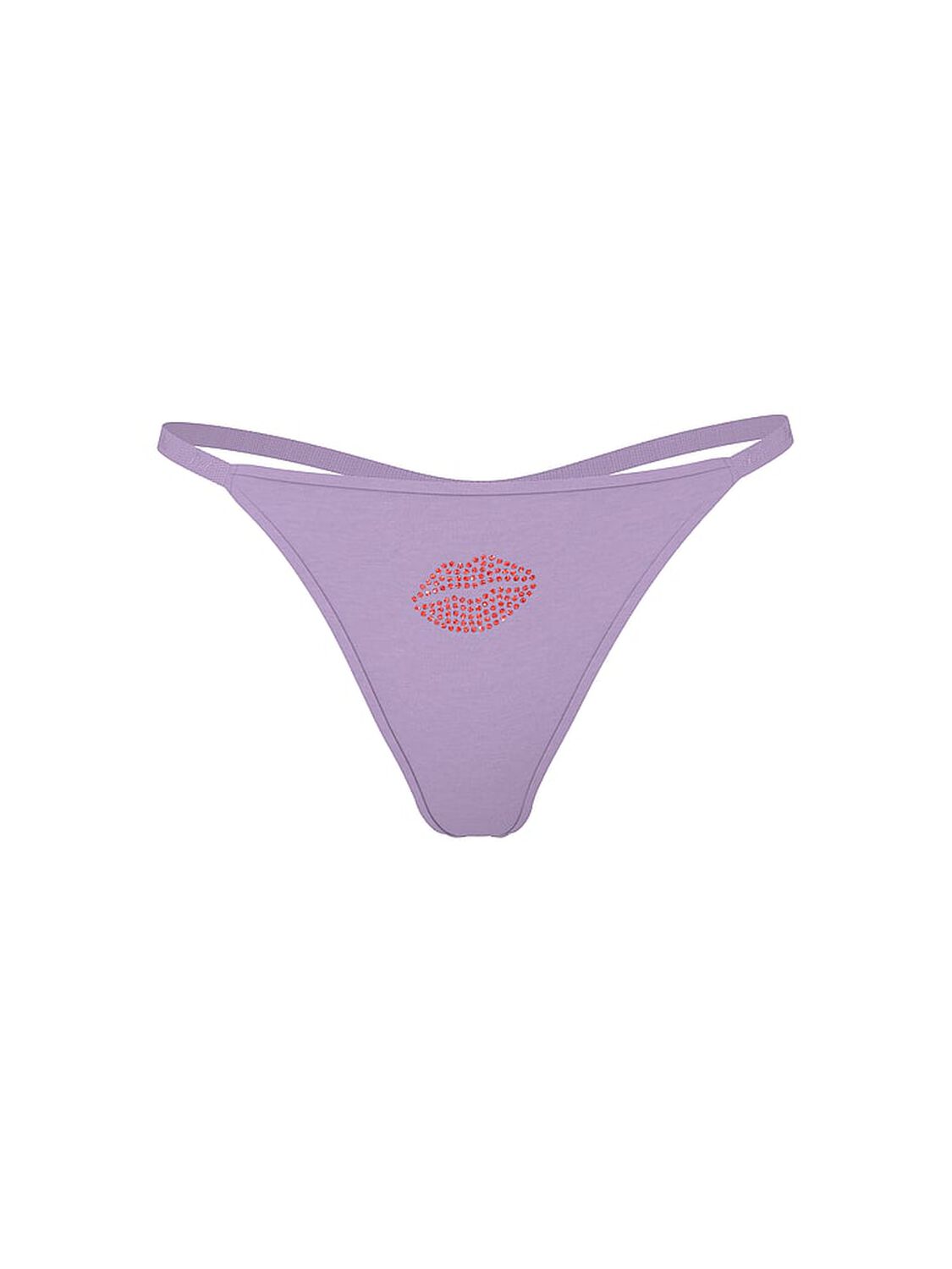 vs Pink Logo Cotton Scoop Thong Panty Aster Lips Diamante Graphic 3 of 3 