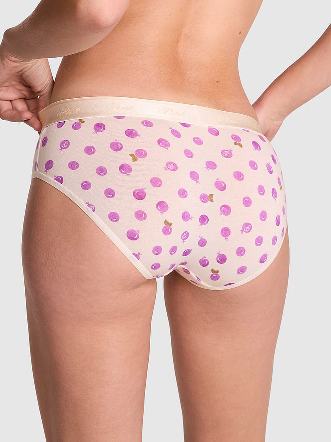 vs Pink Logo Cotton Hiphugger Panty Winter White Blueberry Print 2 of 3 