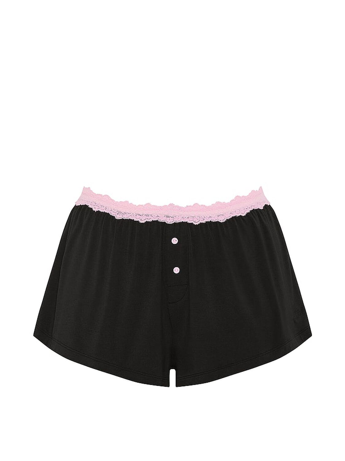 vs Pink Modal Lace-Trim Micro Shorts Black 3 of 3 