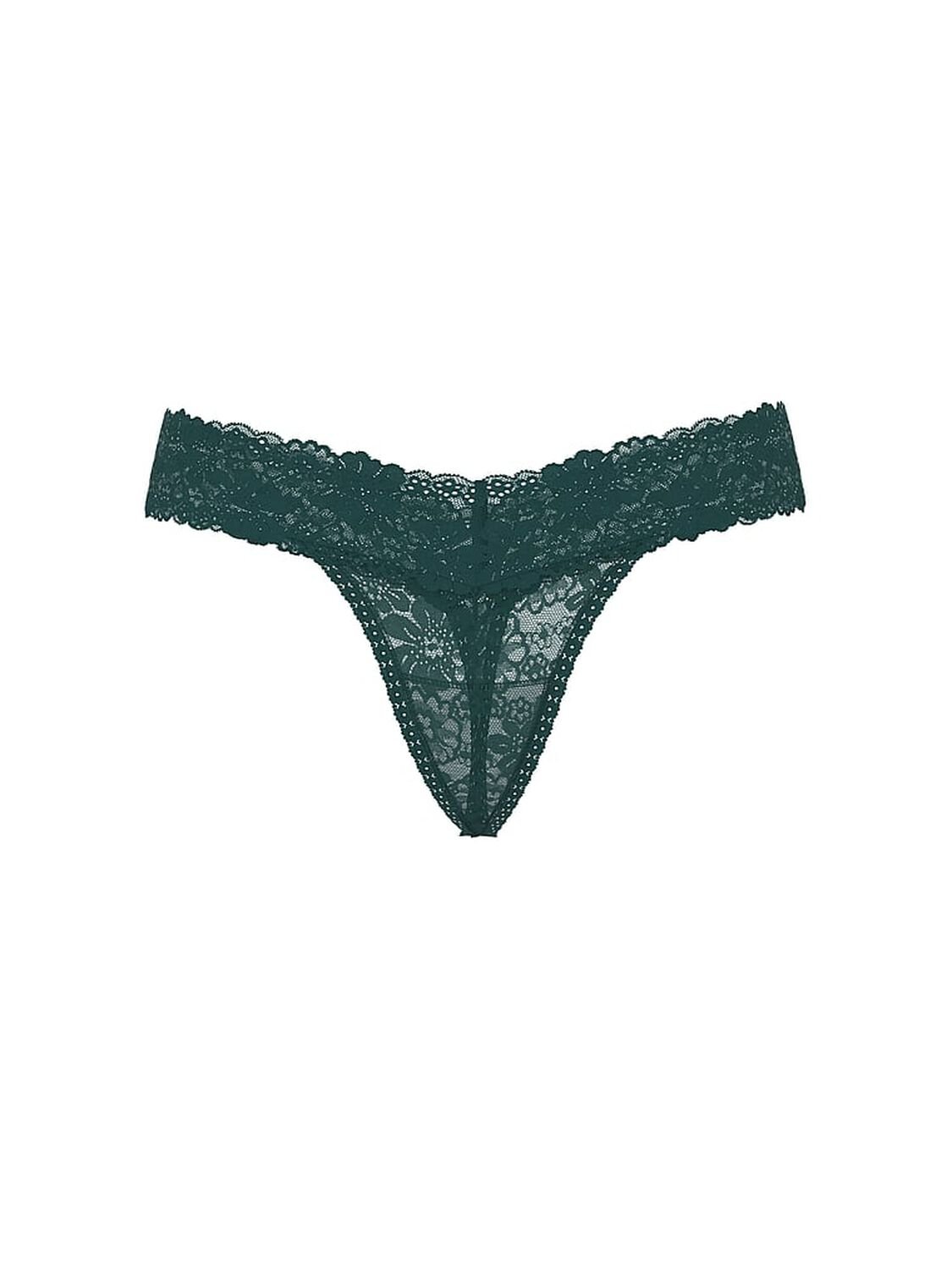vs Pink Wink Lace Thong Panty Deep Forest 3 of 3 