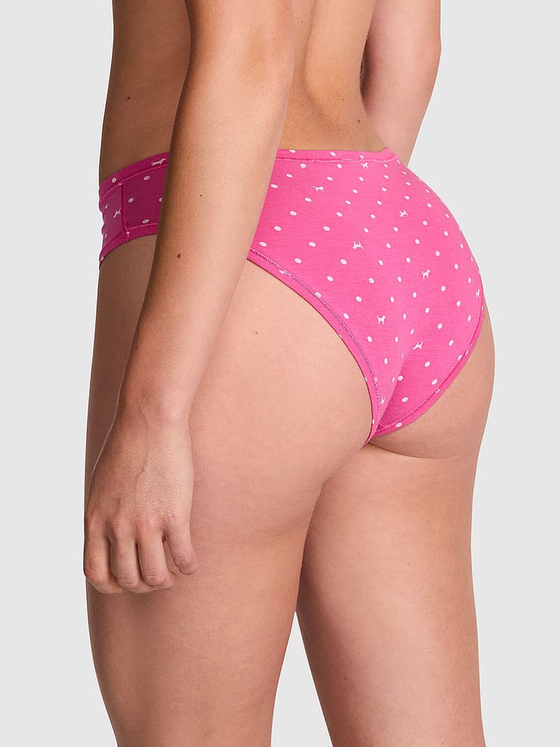 vs Pink Cotton Cheeky Panty Pink Gossip Dot Dog Print 2 of 3 
