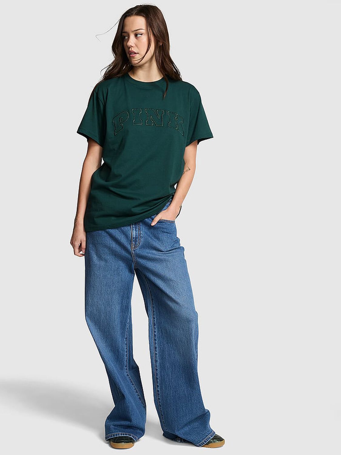 vs Pink Campus Cotton Tee Deep Forest 1 of 2 