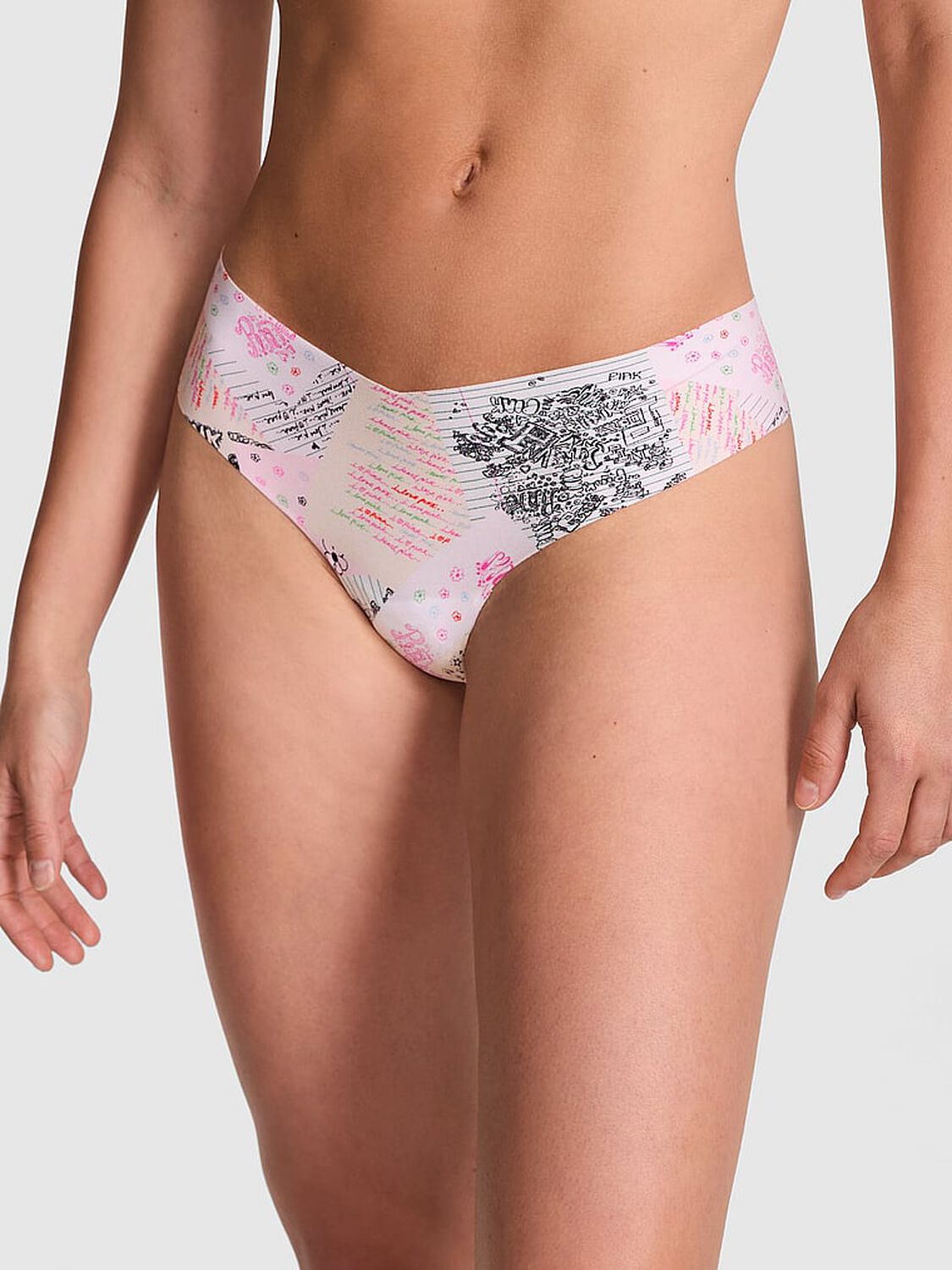 vs Pink No-Show Thong Panty White Scrapbook Print 1 of 3 