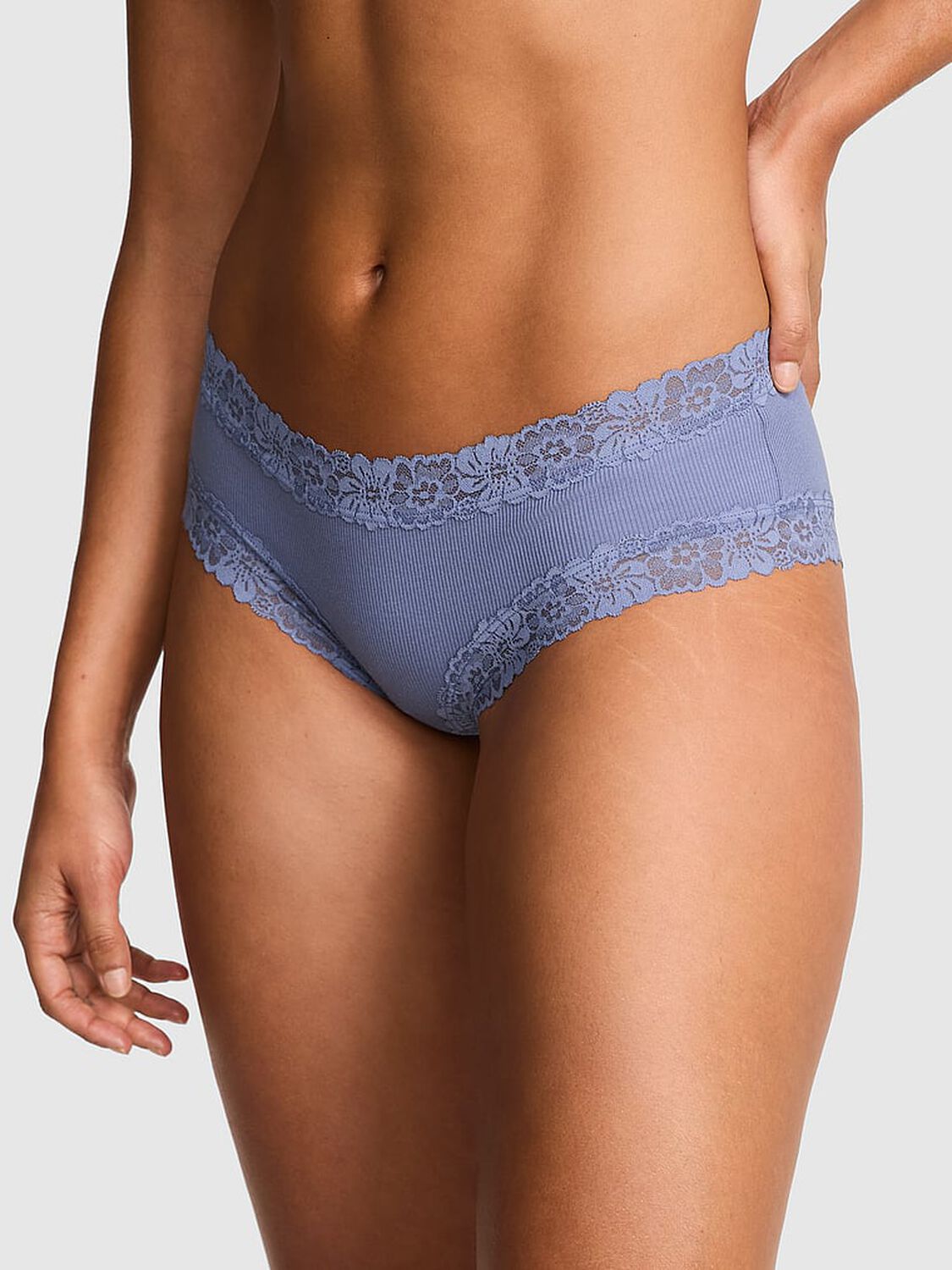 vs Pink Wink Lace-Trim Cheeky Panty Dusty Iris 1 of 3 