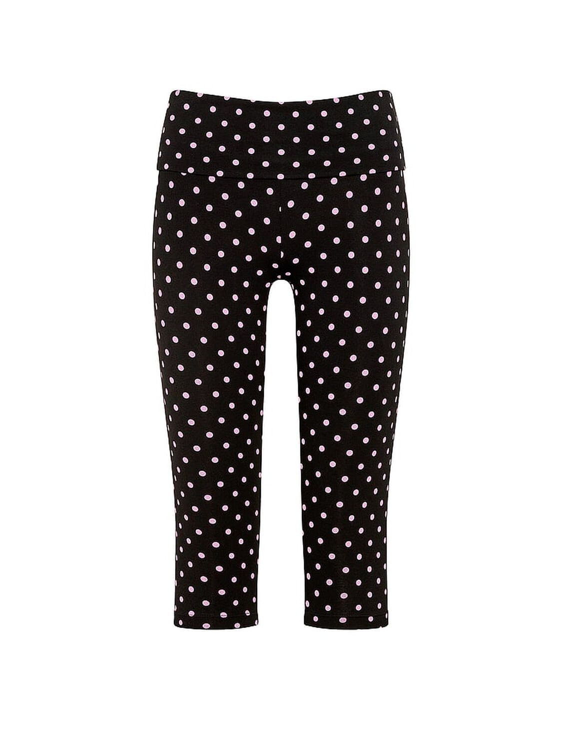 pink Pink All-Day Cotton&trade; Foldover Capri Leggings Black With Pink Dot 3 of 3 